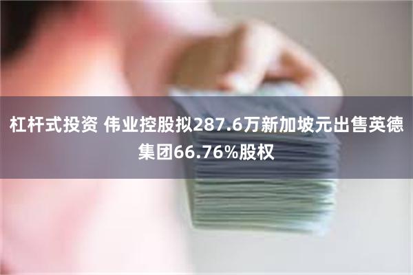 杠杆式投资 伟业控股拟287.6万新加坡元出售英德集团66.76%股权